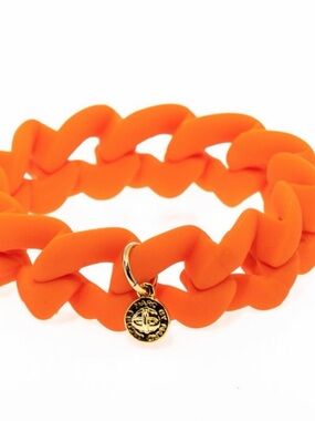 Marc Jacobs Orange & Black Link Bracelet with Gold Charm Disc (lot of 2)